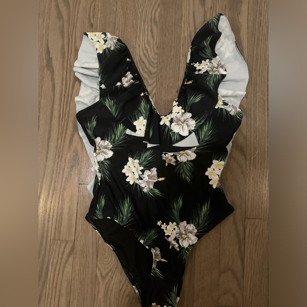 Cabana Del sol tropical print one piece swimsuit size medium new